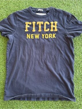 Abercrombie & Fitch Graphic Muscle Tee Navy Yellow New York